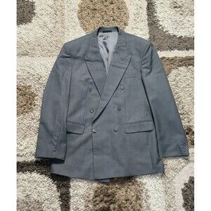 Vintage YSL Yves Saint Laurent Double Breasted Gray Plaid Blazer Mens 52